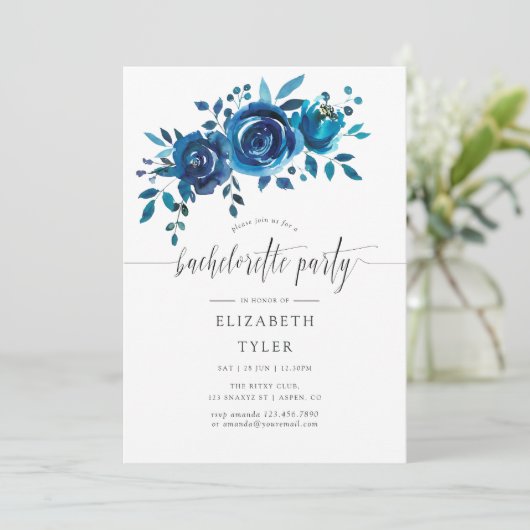 Invitation Bachelorette marine et blanche (Debout devant)
