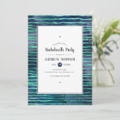 Invitation Bachelorette Marine et Turquoise Stripes et Dots (Debout devant)