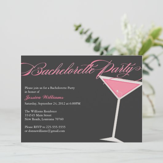 Invitation Bachelorette Martini (Debout devant)