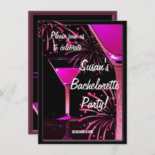 Invitation Bachelorette Martini Cocktail Pink Party