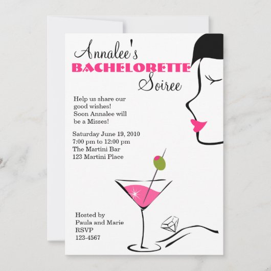 Invitation bachelorette Martini Soiree (Devant)