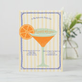 Invitation Bachelorette Martini Yellow Stripes (Debout devant)