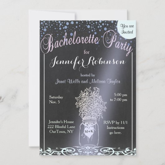 Invitation Bachelorette | Mason Jar (Devant)