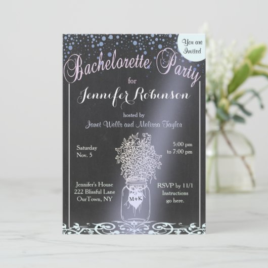 Invitation Bachelorette | Mason Jar (Debout devant)