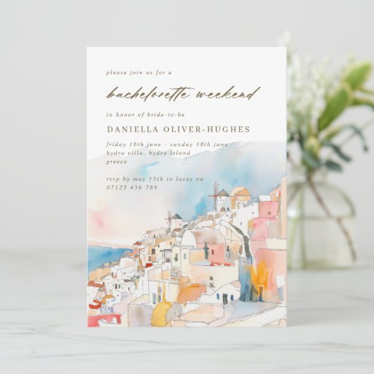 Invitation Bachelorette Méditerranéenne Weekend Code QR (Debout devant)