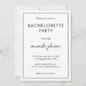 Invitation Bachelorette moderne minimaliste (Devant)