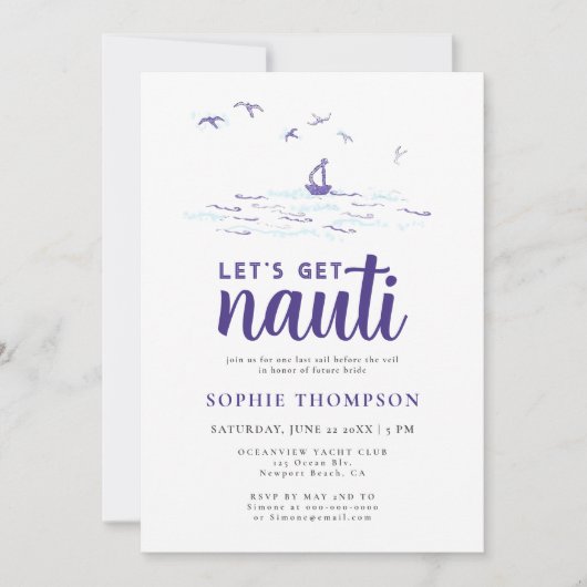 Invitation Bachelorette moderne Nautique Stripes (Devant)