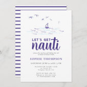Invitation Bachelorette moderne Nautique Stripes (Devant / Derrière)