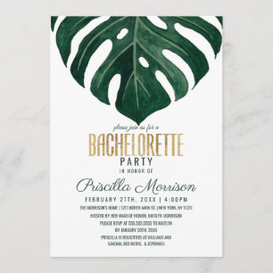 Invitation Bachelorette moderne Tropical Swiss Cheese Gold