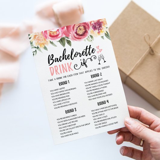 Invitation Bachelorette modifiable BOIRE SI Hen Party Game Ca