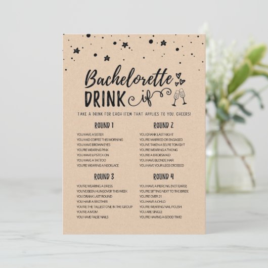 Invitation Bachelorette modifiable BOIRE SI Hen Party Game Ca (Debout devant)