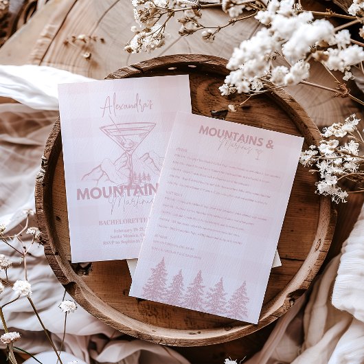Invitation Bachelorette Montagne et Martinis