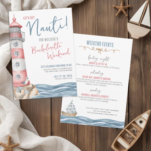 Invitation Bachelorette Nautique Cute Watercolor