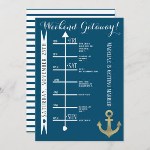 Invitation Bachelorette Nautique Week-end Getaway Ancre Foil