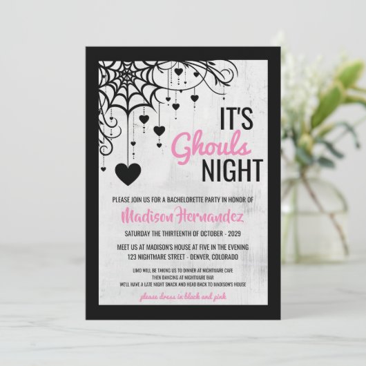 Invitation Bachelorette nocturne de Ghouls (Debout devant)