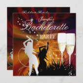 Invitation Bachelorette Noir Or Blanc Champagne (Devant / Derrière)