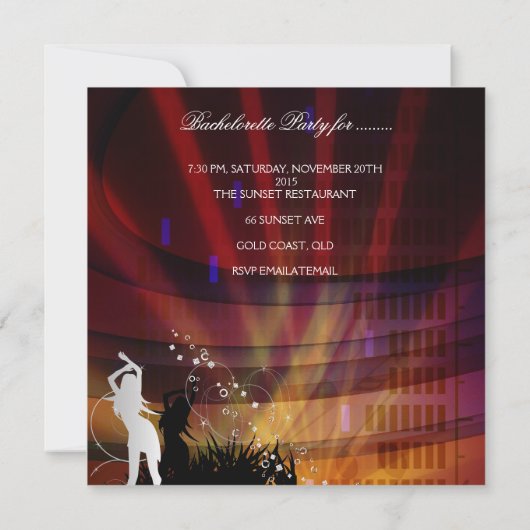 Invitation Bachelorette Noir Or Blanc Champagne (Dos)