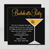 Invitation Bachelorette noire et orange (Devant / Derrière)
