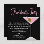 Invitation Bachelorette noire et rose (Devant / Derrière)
