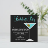 Invitation Bachelorette noire et Turquoise (Debout devant)