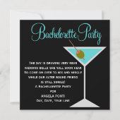Invitation Bachelorette noire et Turquoise (Devant)