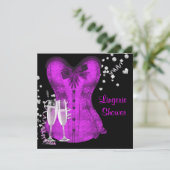 Invitation Bachelorette noire et violette Fête des mariées (Debout devant)