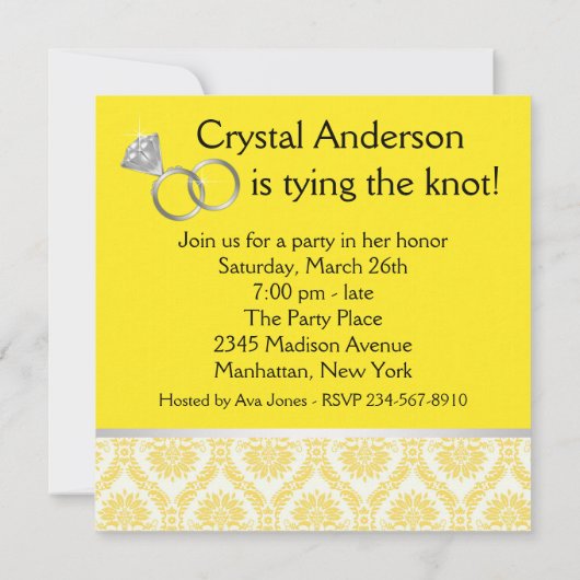 Invitation Bachelorette Noire Jaune (Dos)