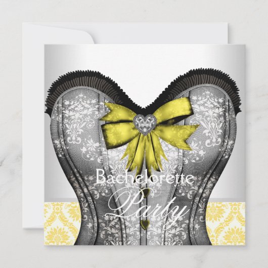 Invitation Bachelorette Noire Jaune (Devant)