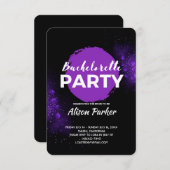 Invitation Bachelorette noire violette (Devant / Derrière)