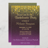 Invitation Bachelorette | Or et pourpre (Devant / Derrière)
