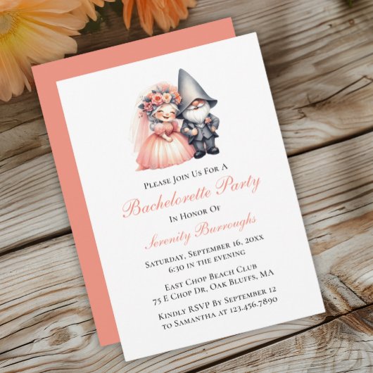 Invitation Bachelorette Orange Gnome