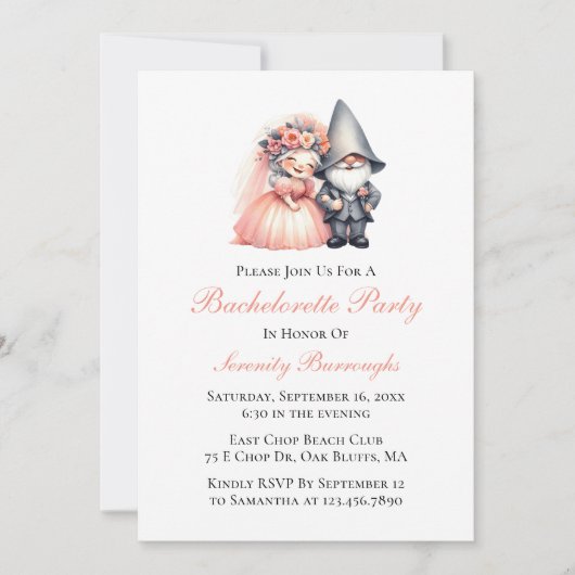 Invitation Bachelorette Orange Gnome (Devant)