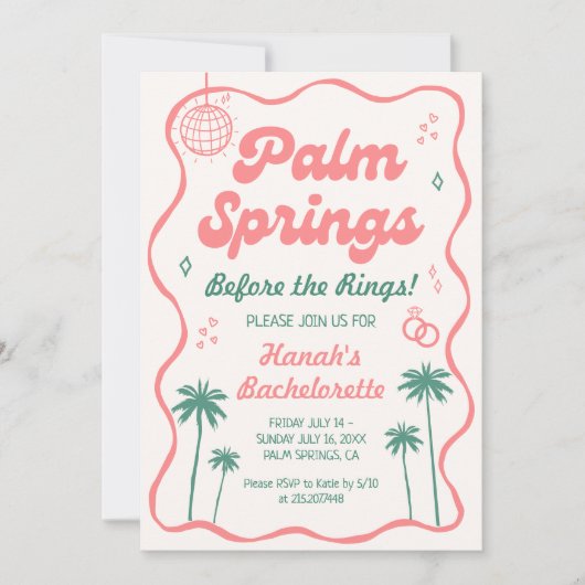 Invitation Bachelorette Palm Springs (Devant)