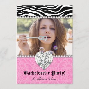 Invitation Bachelorette Parti léopard Perles dentelle Coeur r