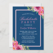 Invitation Bachelorette Parti Marine bleu violet rose floral (Devant)