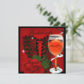 Invitation Bachelorette Parti Rose Rouge Corset Black Vin (Debout devant)