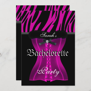 Invitation Bachelorette Parti rose Zèbre noir Corset