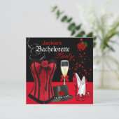 Invitation Bachelorette Parti Rouge Noir Corset Tophat (Debout devant)