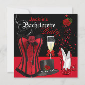 Invitation Bachelorette Parti Rouge Noir Corset Tophat (Devant)