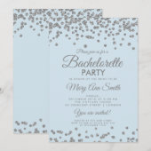 Invitation Bachelorette Parties scintillant Argent Confetti I (Devant / Derrière)