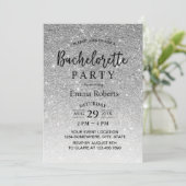 Invitation Bachelorette Parties scintillant moderne en argent (Debout devant)
