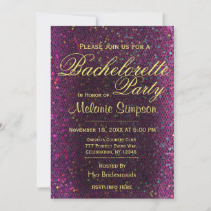 Invitation Bachelorette   Parties scintillant rose chaud