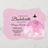 Invitation Bachelorette Parties scintillant rose Robe Invitat (Devant / Derrière)
