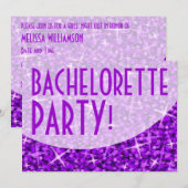 Invitation "Bachelorette Party" à la courbe violet (Devant / Derrière)