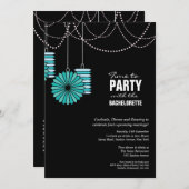 Invitation Bachelorette Party Aqua Blue Paper Lanterns (Devant / Derrière)
