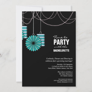 Invitation Bachelorette Party Aqua Blue Paper Lanterns