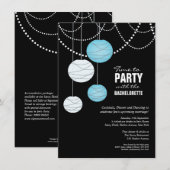Invitation Bachelorette Party Aqua Blue Paper Lanterns Invita (Devant / Derrière)