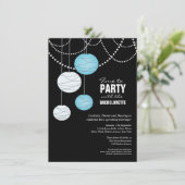Invitation Bachelorette Party Aqua Blue Paper Lanterns Invita (Debout devant)