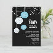 Invitation Bachelorette Party Aqua Blue Paper Lanterns Invita (Debout devant)