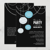 Invitation Bachelorette Party Aqua Blue Paper Lanterns Invita (Devant / Derrière)